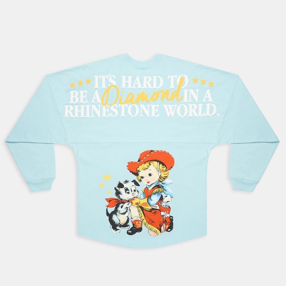Spirit Jersey NWT “Diamond in a Rhinestone World” Unisex LS Tee Sz S $80 Retail